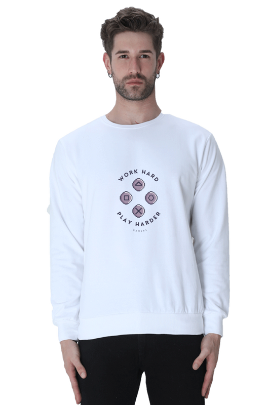 Work Hard Play Harder Male Graphic Sweatshirt