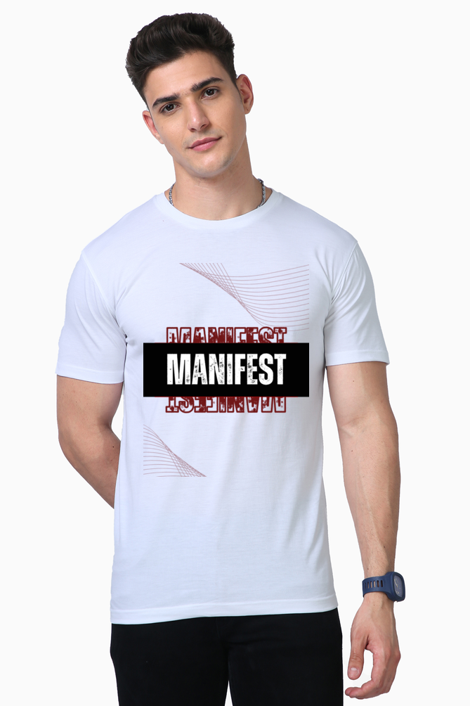 Manifest Men's Premium Supima Cotton White Graphic Tshirt