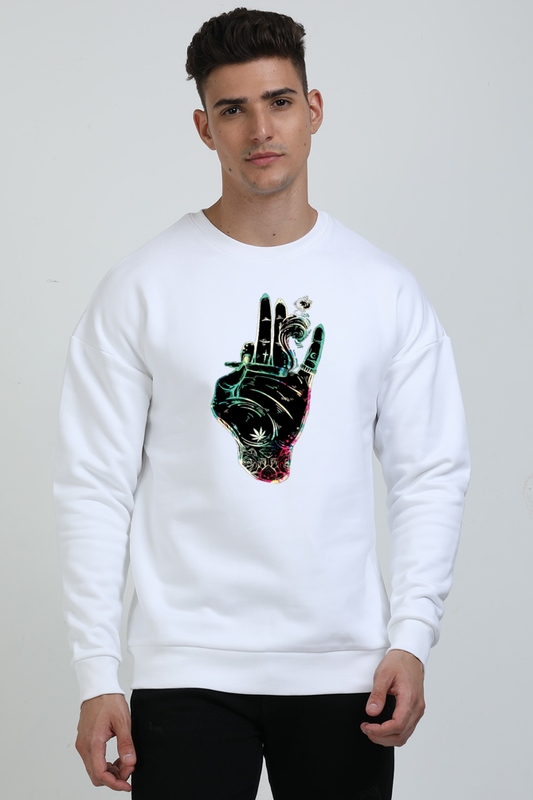 Psychedelic Hand Graphic Unisex Oversized Sweatshirt