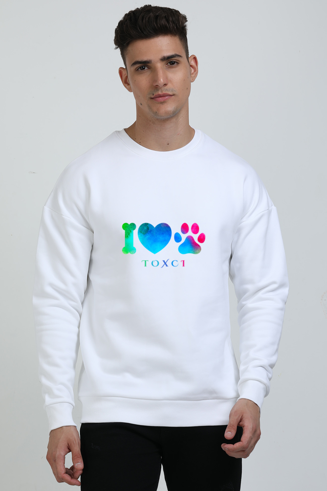 I Love Dogs Graphic Unisex Oversized Sweatshirt