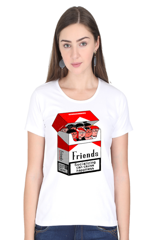 Friends Women's Round Neck Half Sleeve White Graphic Tshirt