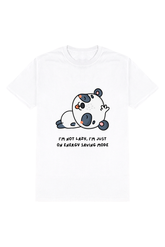 I'm Not Lazy Men's Round Neck Half Sleeve White Graphic Tshirt