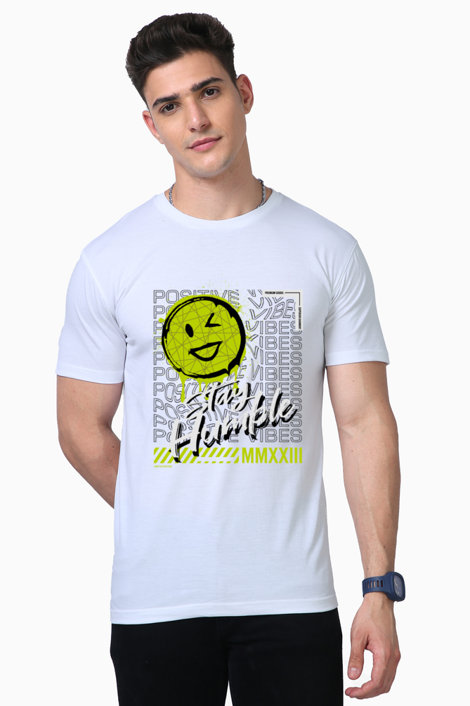 Stay Humble Men's Premium Supima Cotton White Graphic Tshirt