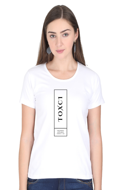 Toxci Original Women's Round Neck Half Sleeve White Graphic Tshirt