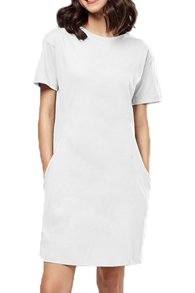 Plain/Solid Women's Cotton Tshirt Dress