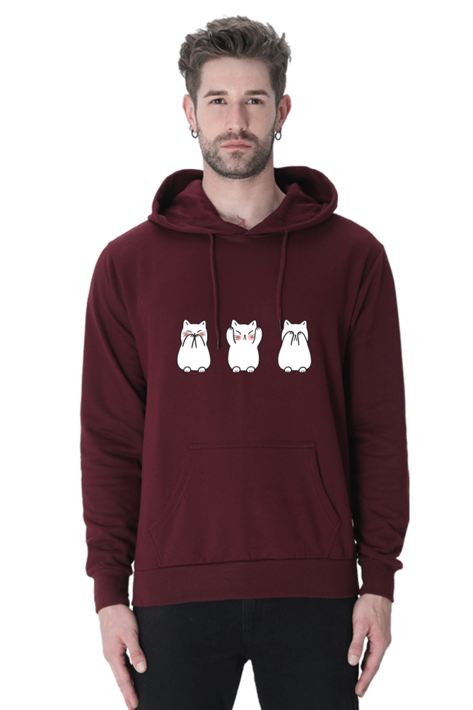 Three Wise Cats Male Graphic Hoodie