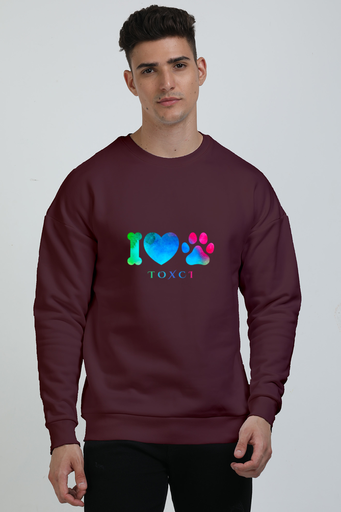 I Love Dogs Graphic Unisex Oversized Sweatshirt