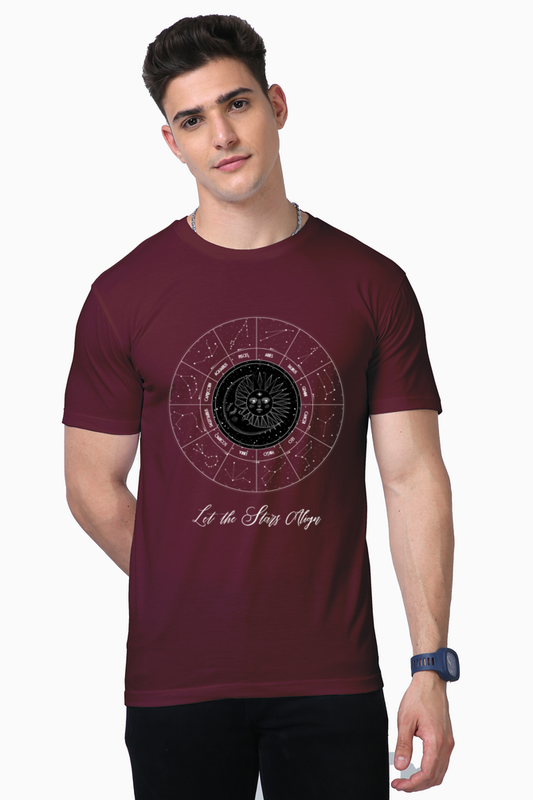 Let The Stars Align Men's Premium Supima Cotton Maroon Graphic Tshirt