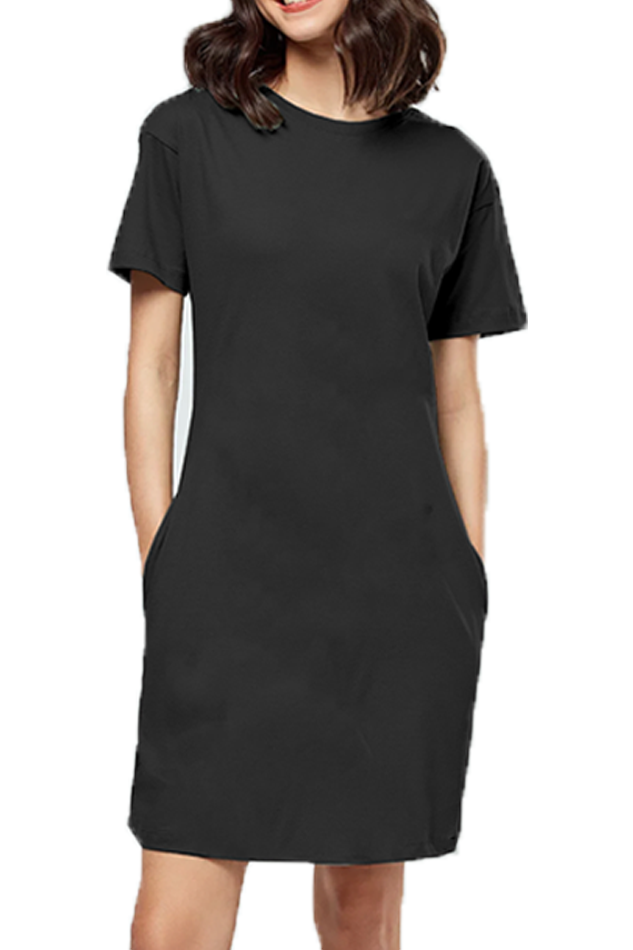 Plain/Solid Women's Cotton Tshirt Dress