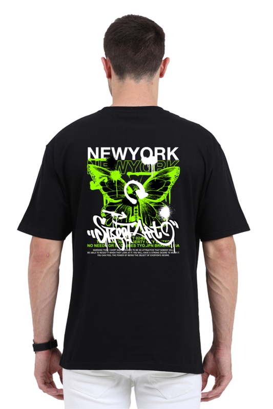 Newyork Street Art Unisex Oversized Cotton Black Graphic Tshirt