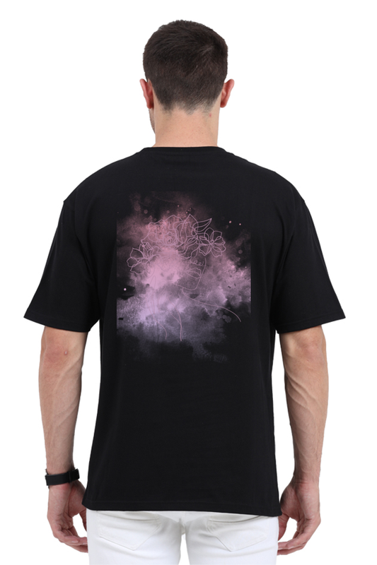 Floral Visions Unisex Oversized Cotton Black Graphic Tshirt