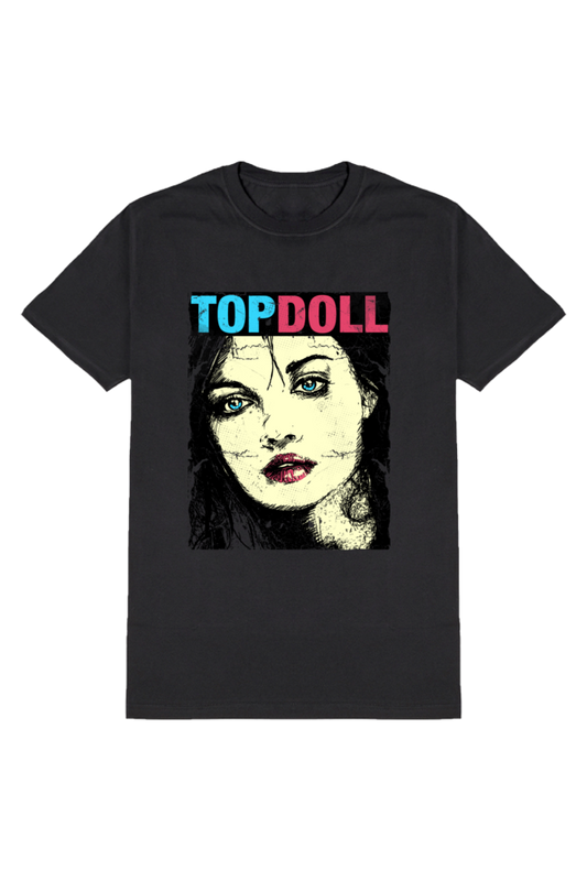 Topdoll Men's Round Neck Half Sleeve Black Graphic Tshirt