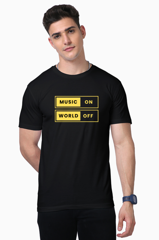 Music On Men's Premium Supima Cotton Black Graphic Tshirt