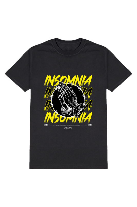 Insomnia Men's Round Neck Half Sleeve Black Graphic Tshirt