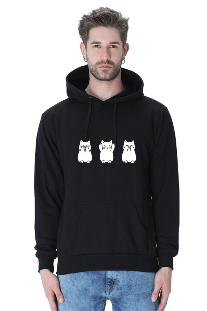 Three Wise Cats Male Graphic Hoodie