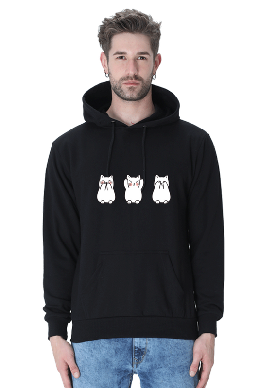 Three Wise Cats Male Graphic Hoodie