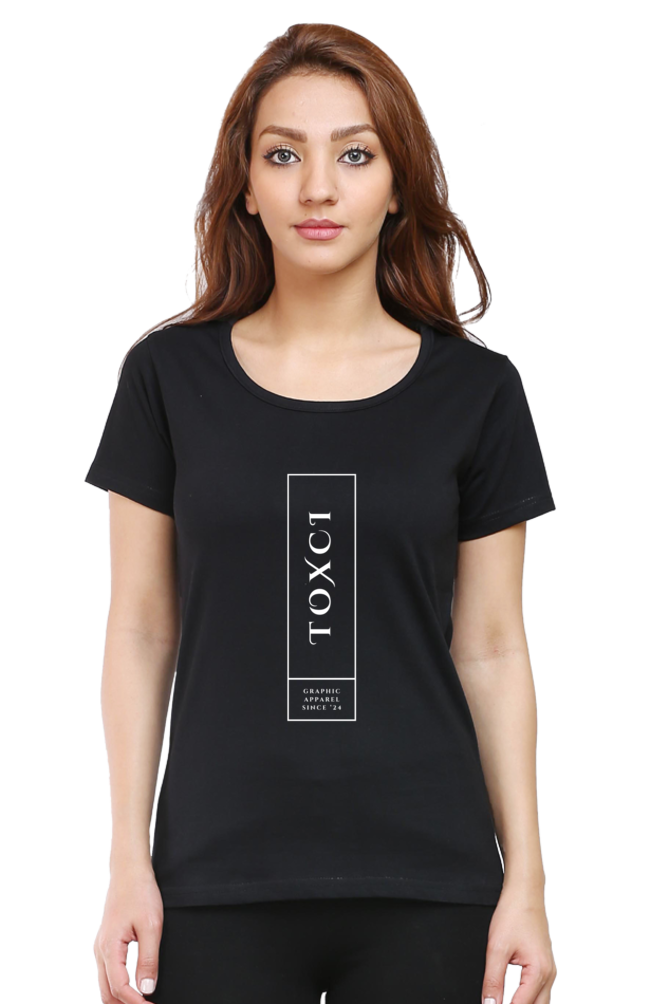 Toxci Original Women's Round Neck Half Sleeve Black Graphic Tshirt