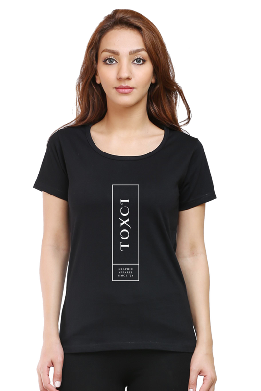 Toxci Original Women's Round Neck Half Sleeve Black Graphic Tshirt