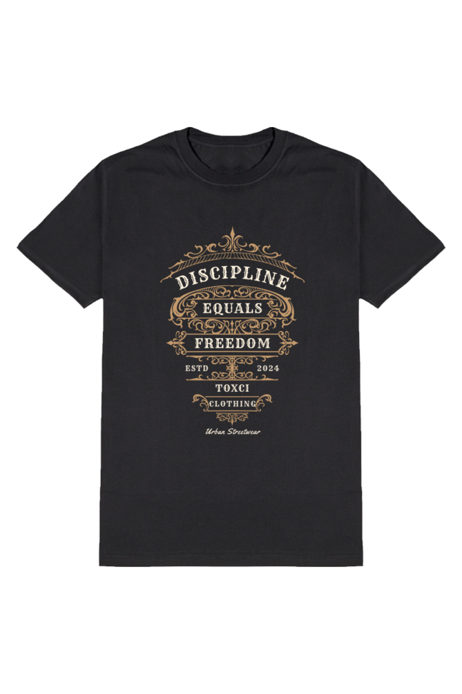 Discipline Equals Freedom Men's Round Neck Half Sleeve Black Graphic Tshirt