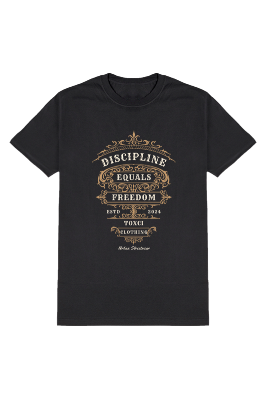 Discipline Equals Freedom Men's Round Neck Half Sleeve Black Graphic Tshirt