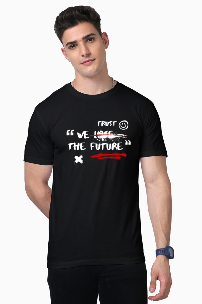 We Trust The Future Men's Premium Supima Cotton Black Graphic Tshirt