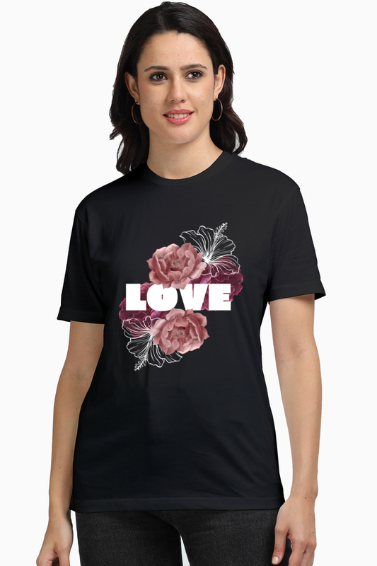 Love Women's Premium Supima Cotton Black Graphic Tshirt