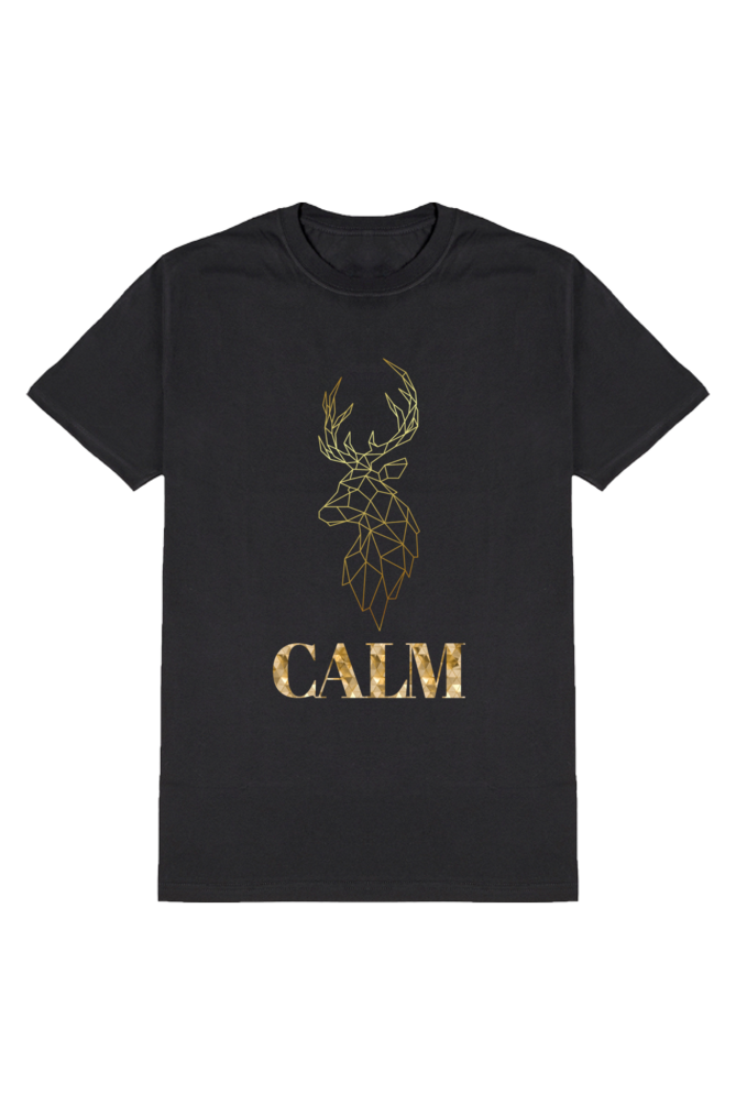 Calm Men's Round Neck Half Sleeve Black Graphic Tshirt