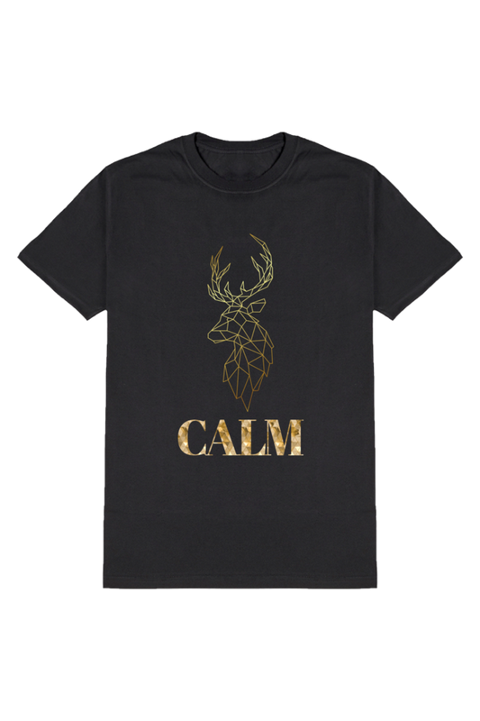 Calm Men's Round Neck Half Sleeve Black Graphic Tshirt