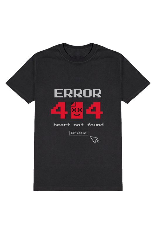 Error 404 Men's Round Neck Half Sleeve Black Graphic Tshirt