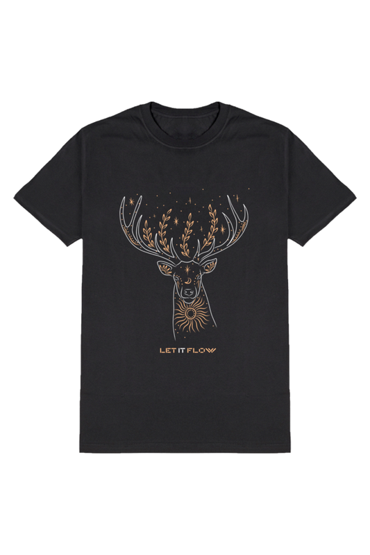 Let It Flow Men's Round Neck Half Sleeve Black Graphic Tshirt