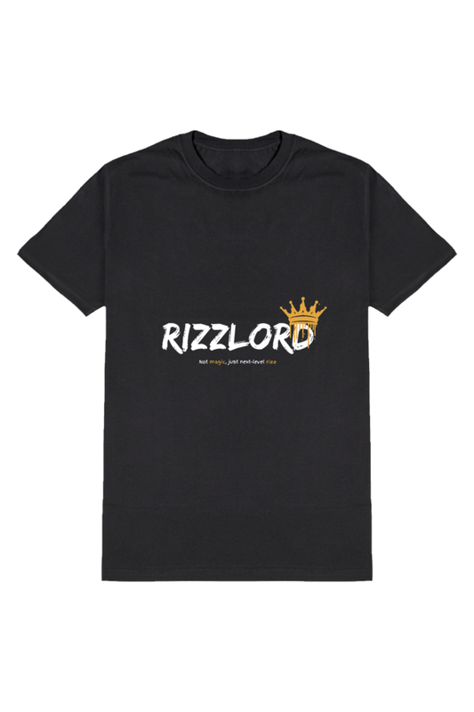 Rizzlord Men's Round Neck Half Sleeve Black Graphic Tshirt