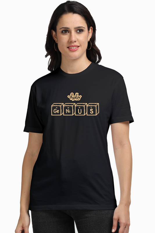 Hello Genius Women's Premium Supima Cotton Black Graphic Tshirt