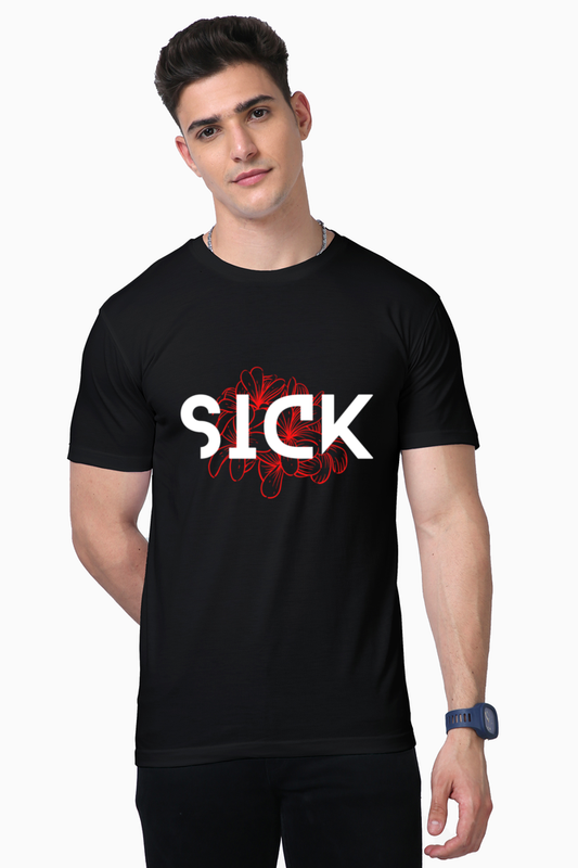 Sick Men's Premium Supima Cotton Black Graphic Tshirt