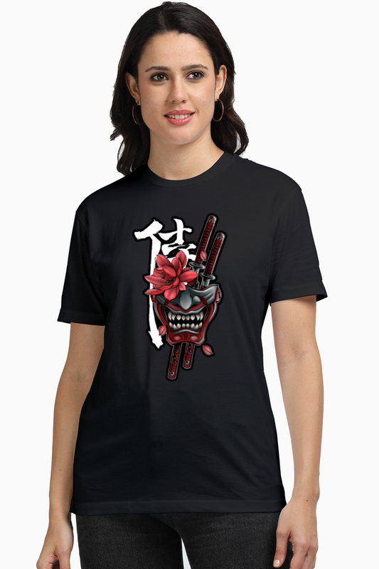Crimson Samurai Women's Premium Supima Cotton Black Graphic Tshirt