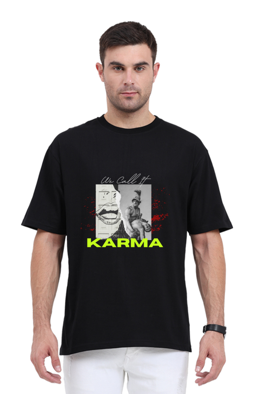 We Call It Karma Unisex Oversized Cotton Black Graphic Tshirt