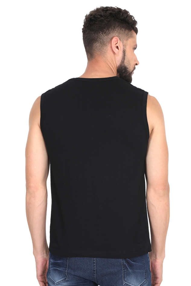 Never Back Down Men's Round Neck Cotton Sleeveless Black Graphic Tshirt