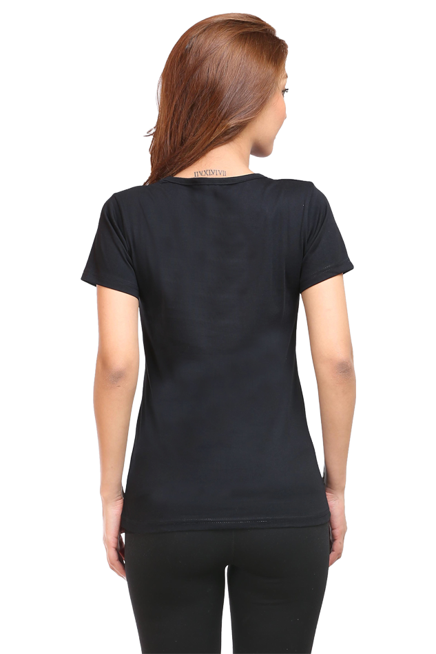 Positive Mental Attitude Women's Round Neck Half Sleeve Black Graphic Tshirt