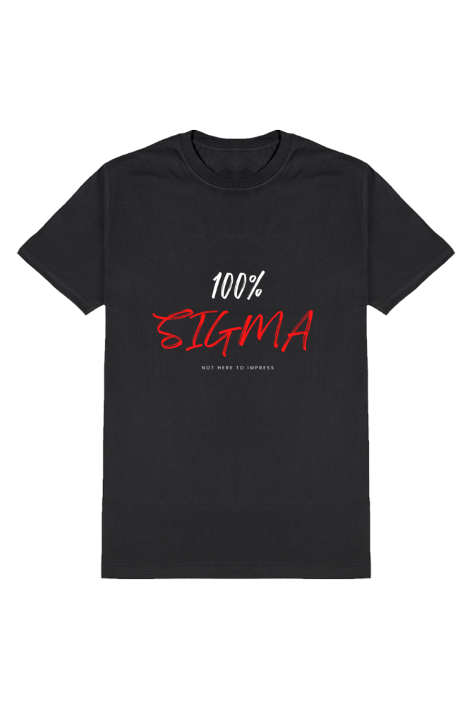 100% Sigma Men's Round Neck Half Sleeve Black Graphic Tshirt