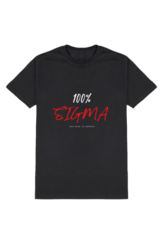 100% Sigma Men's Round Neck Half Sleeve Black Graphic Tshirt