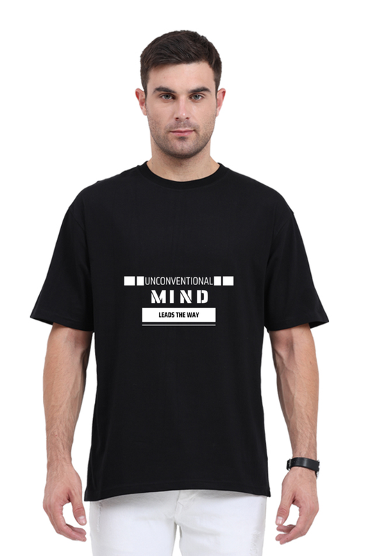 Unconventional Mind Unisex Oversized Cotton Black Graphic Tshirt