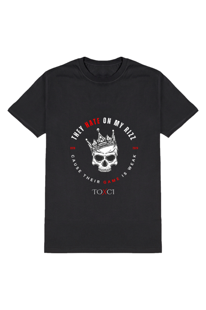 They Hate on My Rizz Men's Round Neck Half Sleeve Black Graphic Tshirt