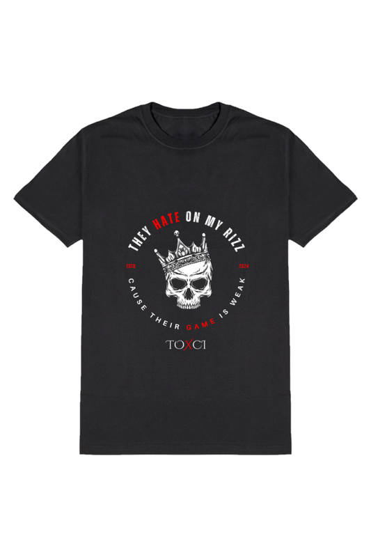 They Hate on My Rizz Men's Round Neck Half Sleeve Black Graphic Tshirt