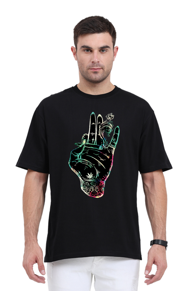 Blunt in Hand Unisex Oversized Cotton Black Graphic Tshirt