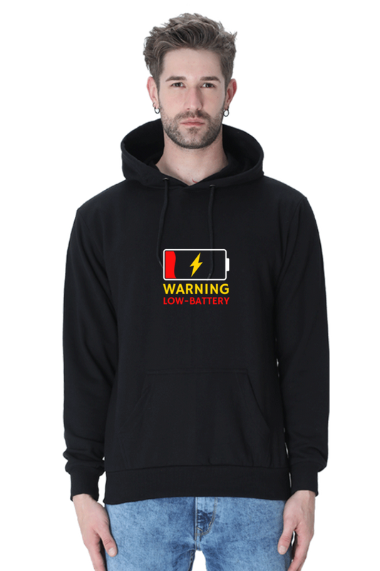 Warning Low Battery Male Graphic Hoodie