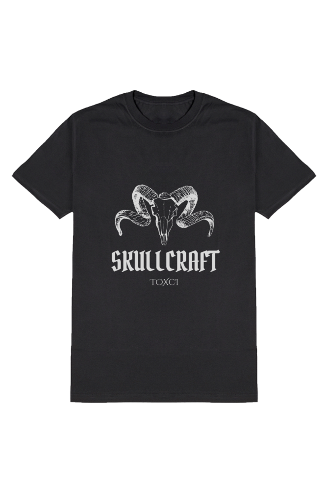 Skullcraft Men's Round Neck Half Sleeve Black Graphic Tshirt