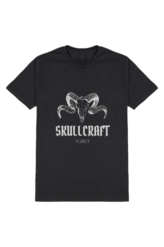 Skullcraft Men's Round Neck Half Sleeve Black Graphic Tshirt