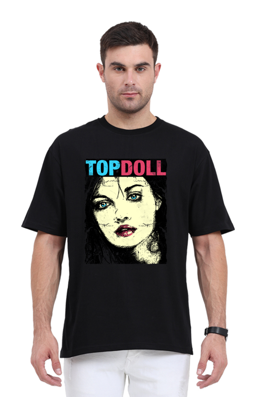 Topdoll Unisex Oversized Cotton Black Graphic Tshirt