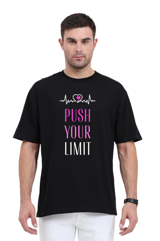 Push Your Limit Unisex Oversized Cotton Black Graphic Tshirt