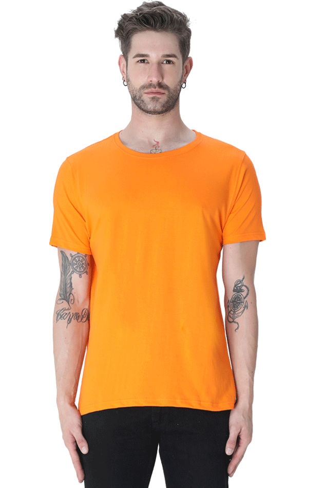 Plain/Solid Cotton Men's Round Neck Tshirt