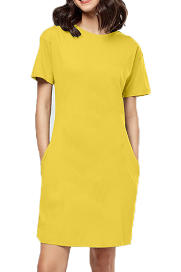 Plain/Solid Women's Cotton Tshirt Dress